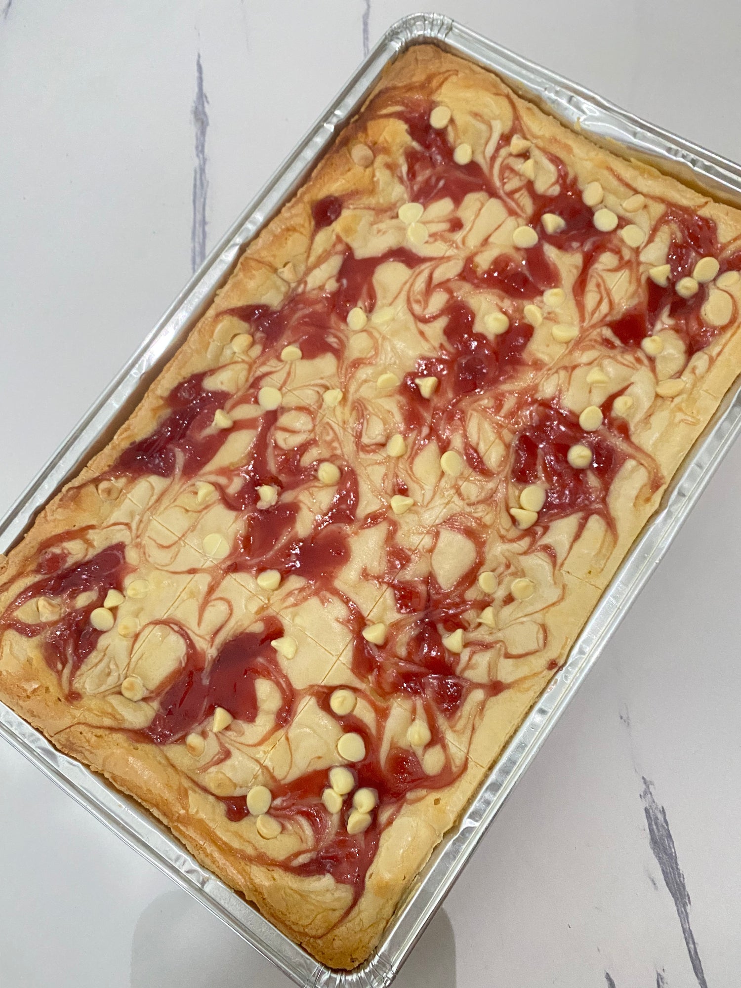 White Chocolate & Raspberry Swirl Blondie Tray